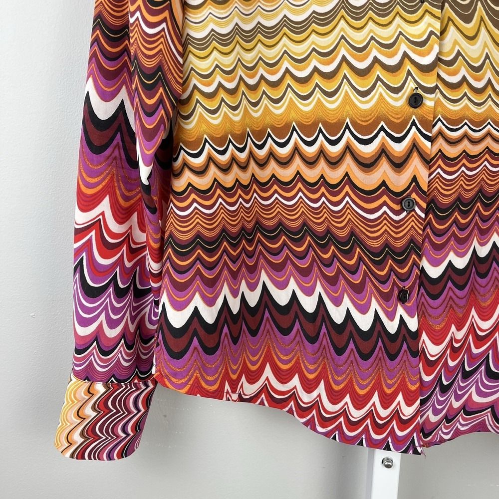 Sunny Leigh Top Shirt Womens L Multicolor Psychedelic Print Y2K Festival - Picture 4 of 6